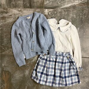 Max Studio Blue Cardigan and White Top Set